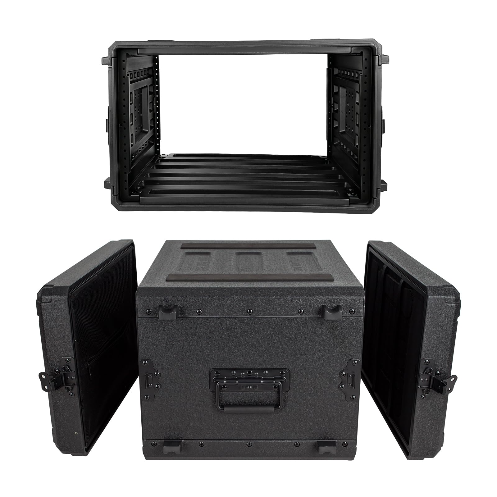 6U Rack Case Shallow 16" Depth, 19" Rackmount Flight Road Travel Case, Waterproof Protective Hard Case with Customized Foam, Wireless Mic System Storage/Amp/Effect/DJ Mixer