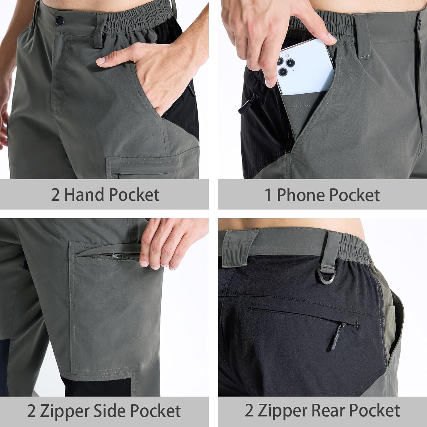 LOOGU Men's Water Resistant Tactical Pants, Ripstop Cargo Pants with Multi-Pockets Hiking Work Outdoor