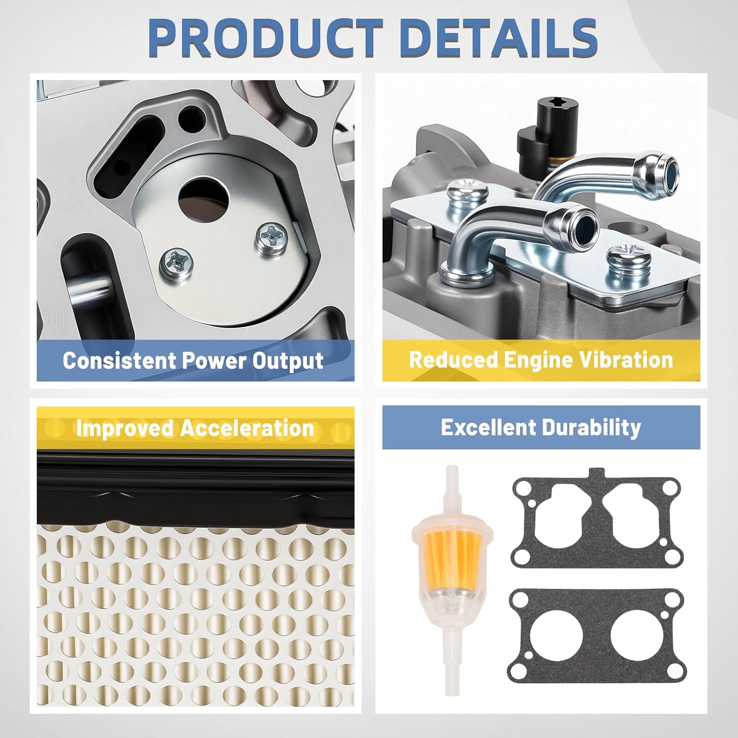 MIA10546 Carburetor Carb Compatible With John Deere ZTRAK Z840A X520 X540 Tractor, With 11013-2223 Air Filter Fuel Pump - Replace MIU10902 MIU10906