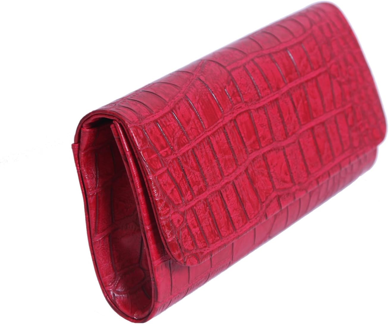 Red small shoulder bag with mock croc effect by Olga Berg