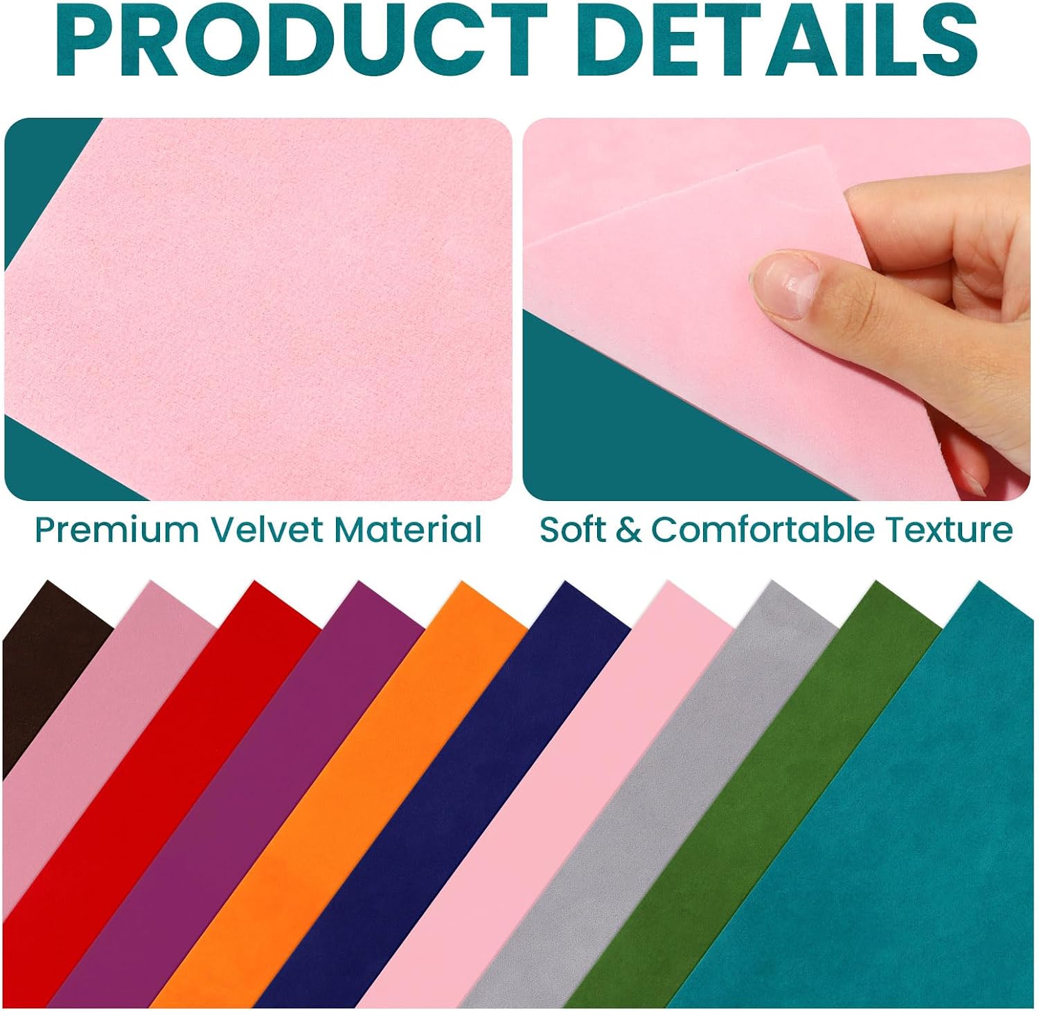 TXIN 10 Pcs Double Sided Velvet Fabric 8 x 13 Inch Soft Flocking Fabric Sheets Assorted Color Velvet Short Plush Decorative Cloth Precut Flannel Patchwork Squares for DIY Bows Wallets Hair Accessories