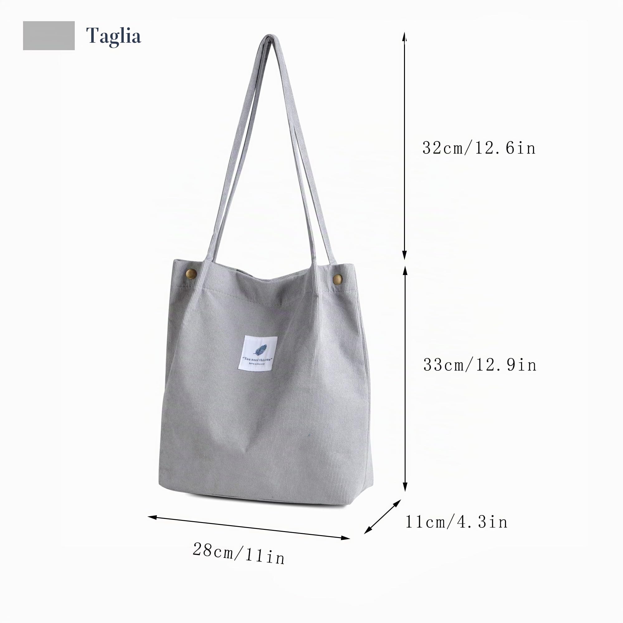 Makukke Borsa a Tracolla Donna - 2 Pezzi Borsa in Velluto a Coste Borsa a Tracolla da Donna Shopper Borsa per Uso Quotidiano (Denim Blu+Beige)
