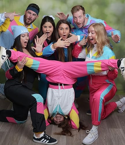 Miniatura 5 de UOUA Conjunto deportivo de 2 piezas con bloques de color para mujer, de los años 80 y 90, de manga larga, rompevientos