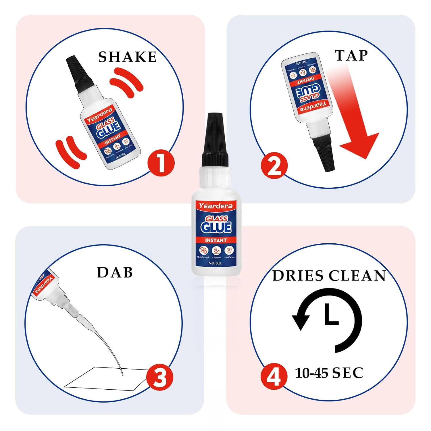 Super Instant Glass Glue - Clear, Acrylic, Ceramic & Metal Bonding, Repairs Mirrors & Jewelry - DIY