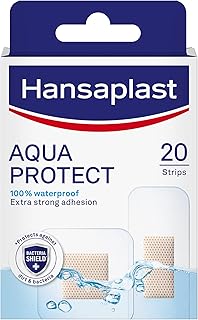 Hansaplast Aqua Protect Wound Plasters | 100% Waterproof Dressing | Plaster For Swimming and Bathing | Extra strong Adhesion | Non-stick Wound Pad | Flexible and Breathable Plaster| 20 Strips