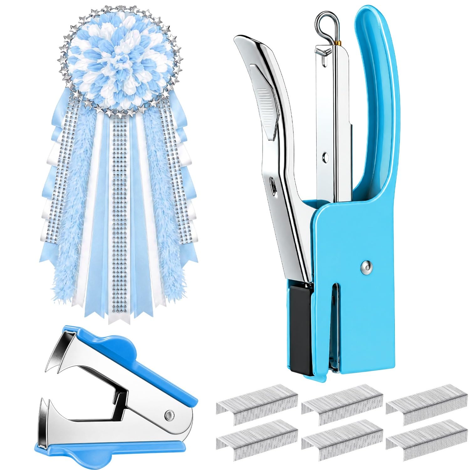 Fullhawl 3 Pcs Homecoming Mum Supplies, Stapling Set for DIY Crafts, Blue