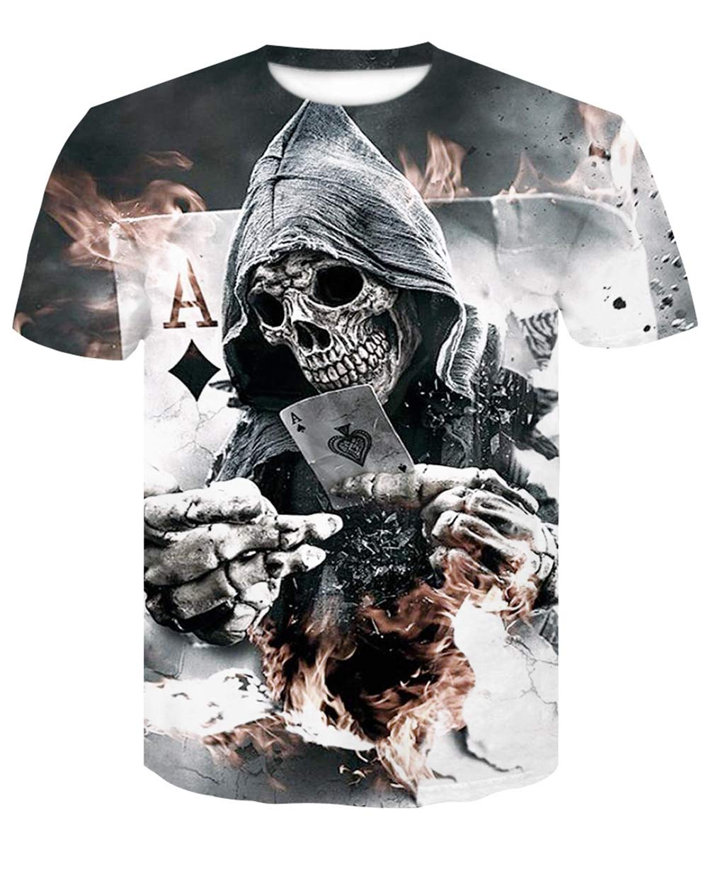 RasbctkMen's Black and White Skull Shirt 3D Printing Short Sleeve T-Shirt