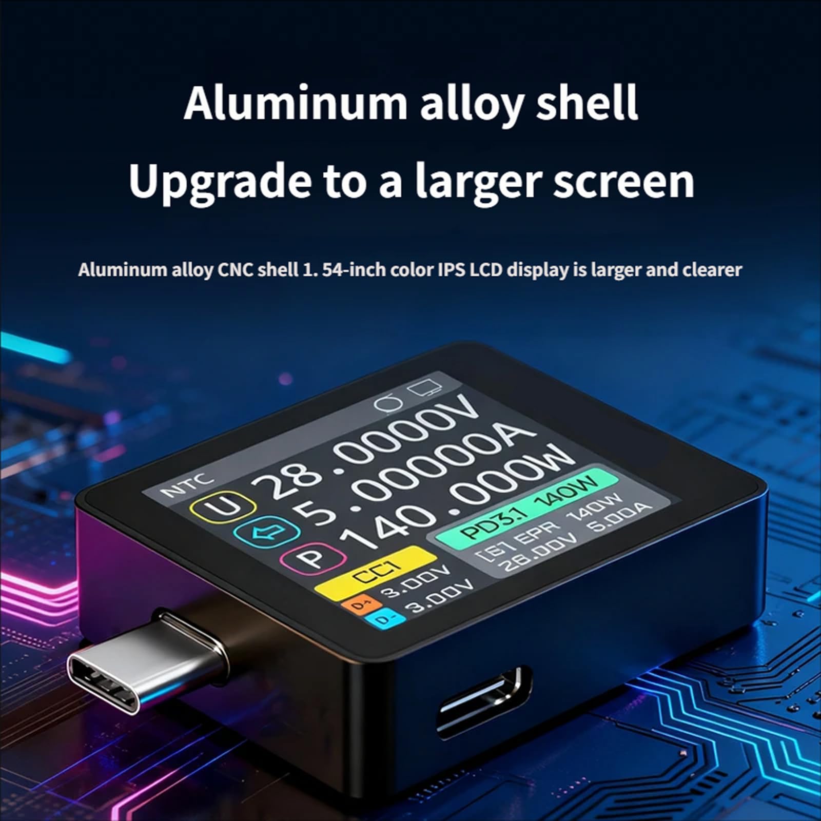 Medidor avanzado USB C para protocolos con modo directo 24P y voltajes precisos, lectura de corriente, probador USB C EPR