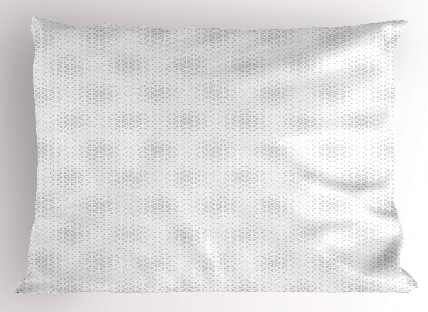 Lunarable Grey and White Pillow Sham Set of 2, Simplistic Illustration of Dot Like Triangular Motifs Repeated on Plain Back, Quality Microfiber Bedding Item for All Seasons, 26" x 20", Pale Taupe