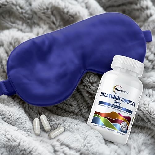 Miniatura 8 de PurePlay Ayuda para dormir para adultos, complejo de melatonina de 3 mg con magnesio y ashwagandha, suplemento para dormir que no forma hábito, 60