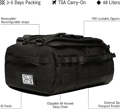 Baboon to the Moon Go-Bag Duffle Bag, Black, SMALL (40L), New Go-bag Small