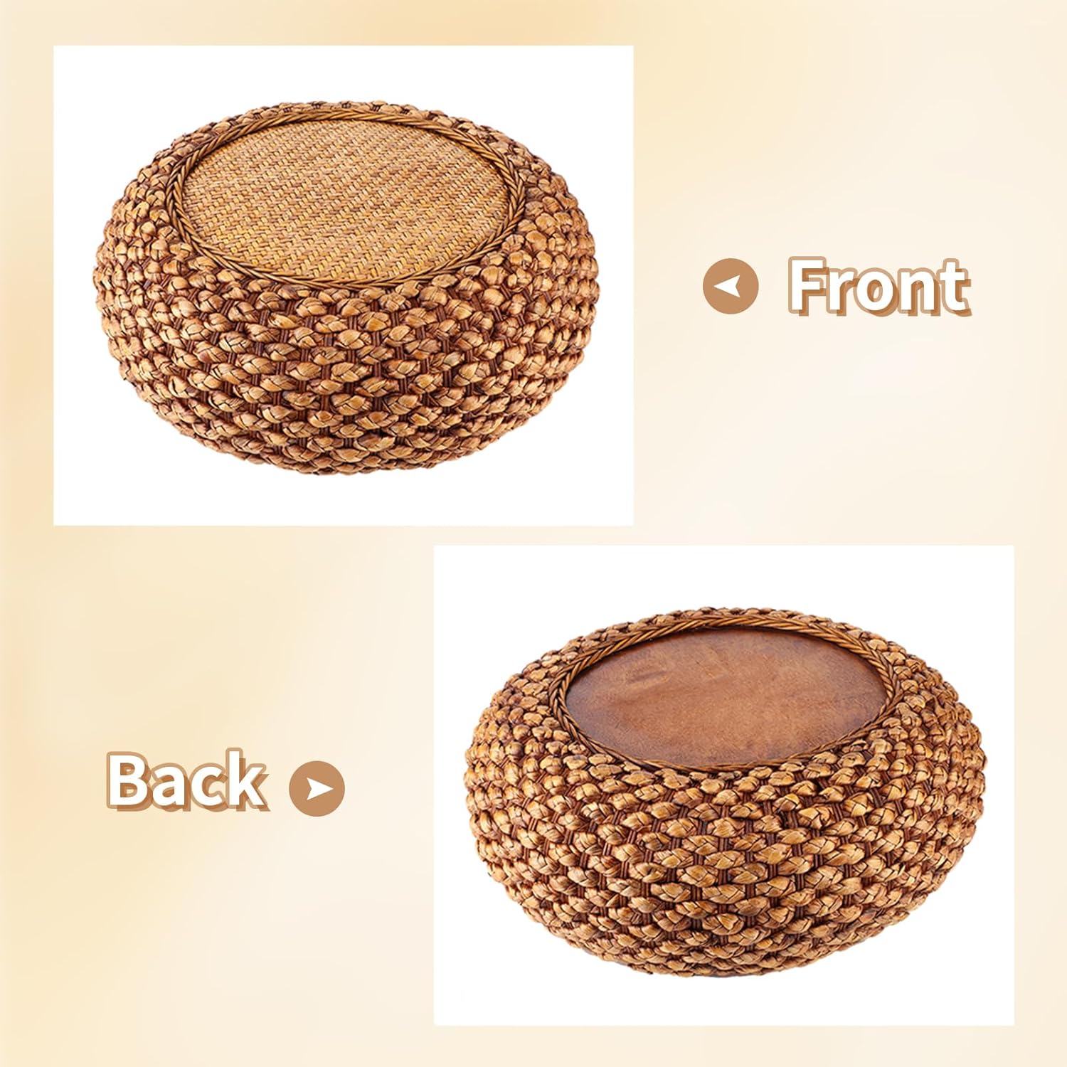 Tatami Floor Pillow Japanese Floor Seats Rattan Floor Cushion Breathable Floor Sitting Pillow Comfortable Round for Balcony Straw Mat Yogo Meditation Living Bedroom