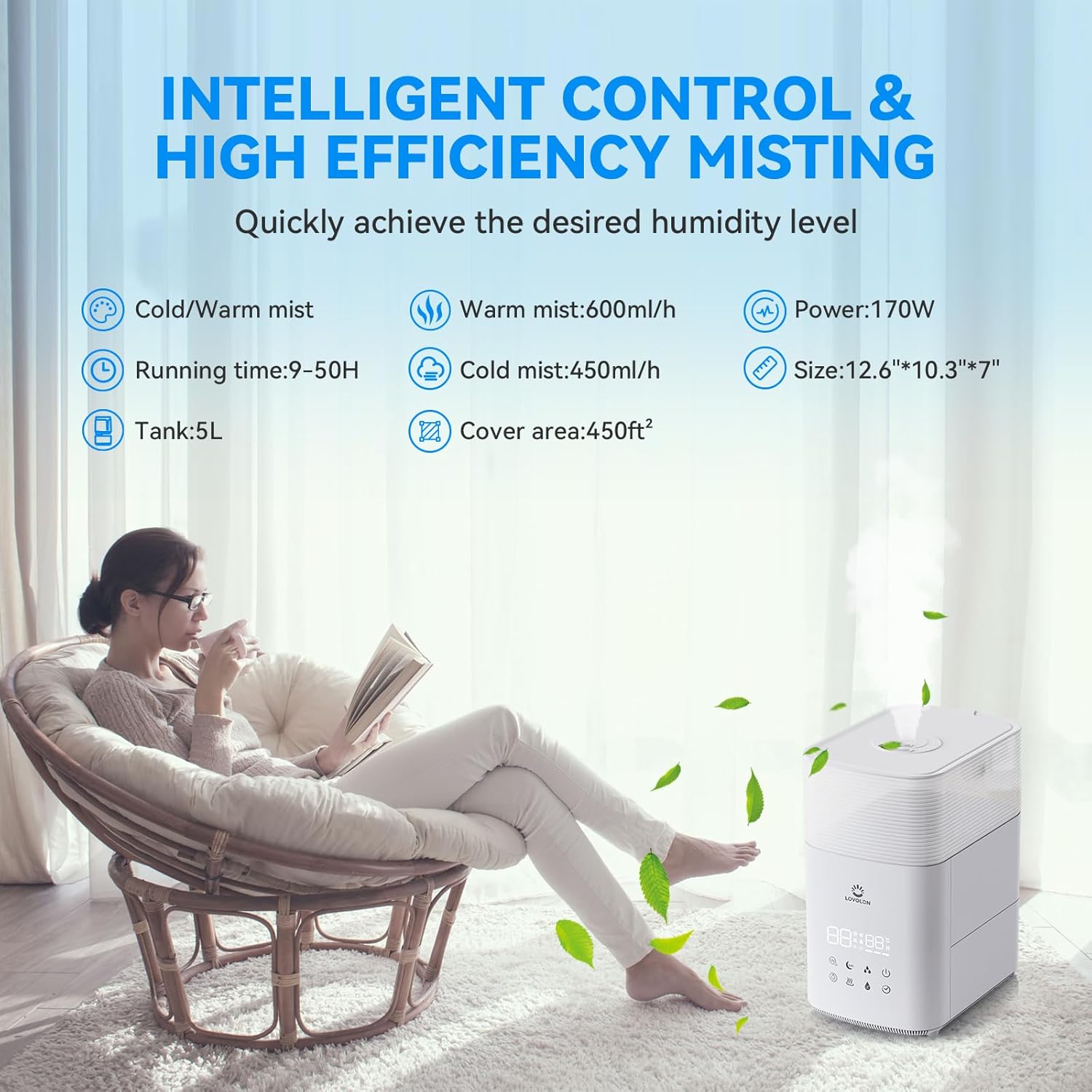 5L Ultrasonic Warm & Cool Mist Humidifier