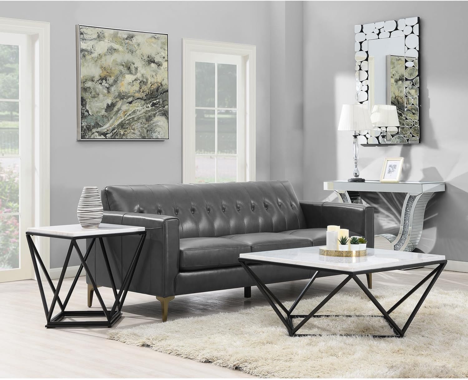 Modern End Table with Metal Legs - Living Room Accent Table - Stylish Side Table for Home Decor