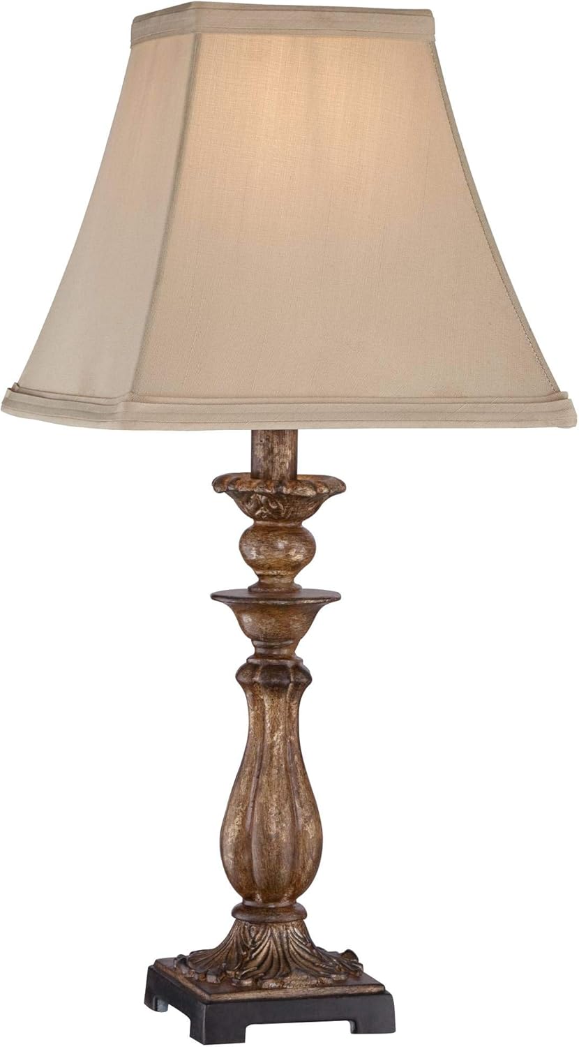 Regency Hill Alzano Rustic Traditional Cottage Style Accent Table Lamp 18" High Antique Distressed Light Bronze Brown Square Shade Decor for Bedroom House Bedside Nightstand Home Office