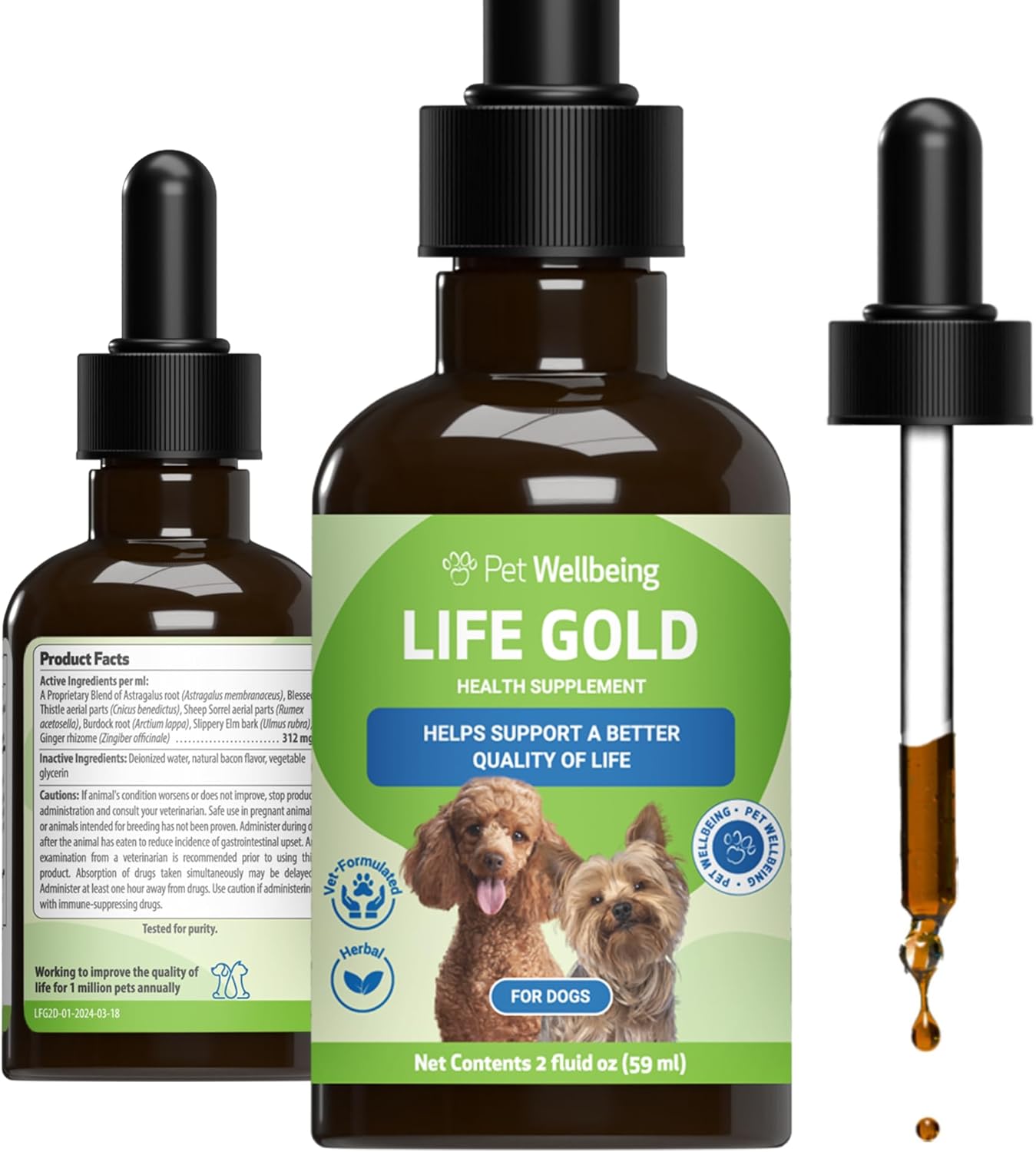 Pet Wellbeing Life Gold for Dogs – Vet-Formulated – Immune Support and Antioxidant Protection – Natural Herbal Supplement 2 oz (59 ml) Pet Wellbeing Life Gold for Dogs – Vet-Formulated – Immune Support and Antioxidant Protection – Natural Herbal Supplement 2 oz (59 ml)