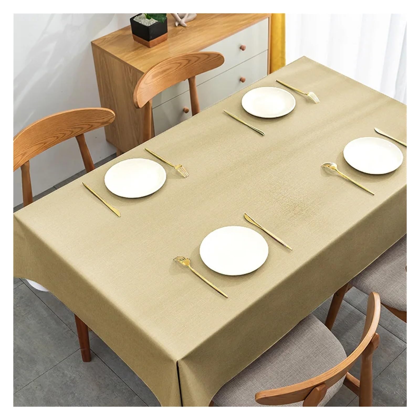 Mzsklw Light Yellow Waterproof Tablecloth Waterproof Pvc Tablecloth Tea Table Cloth Oil-Proof Rectangular Square Covers Home Kitchen Picnic Mat(,90X90cm)
