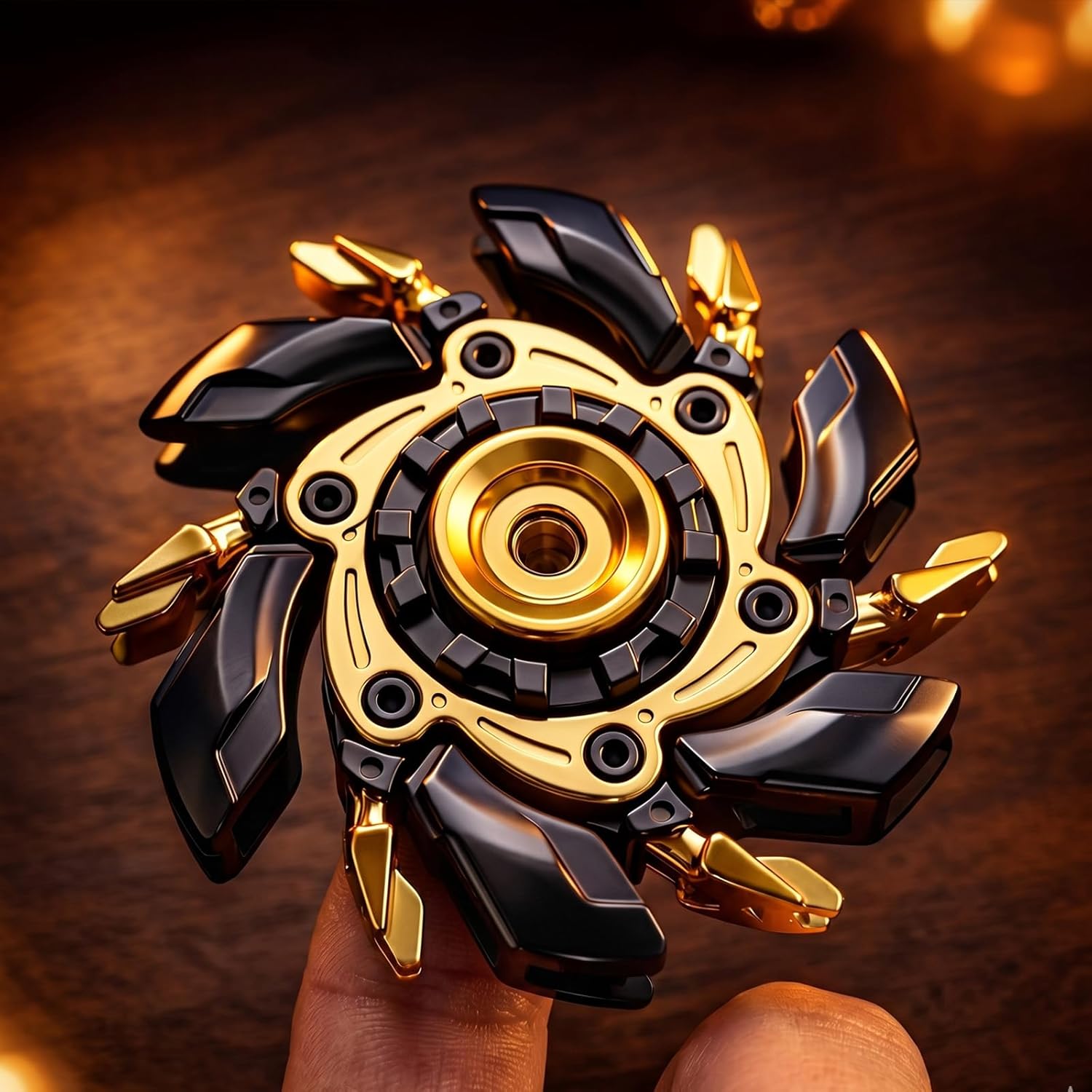 Magnetic Transformable Fidget Spinner - Dual-Axis Metal Blades, 2.5+ Min Spin Time, Premium EDC Stress Relief Toy for Adults & Teens, Office Desk Luxury Gift for Men (Black & Gold)
