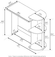 Vista 24 de Furinno - Escritorio compacto para computadora con estantes, Tablero de partículas, Marrón oscuro