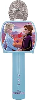 Lexibook- Disney Frozen 2 Elsa Anna Olaf Microfono Bluetooth con Funzione commutatore vocale, Porta-Telefono Retrattile Incluso, Altoparlante Incorporato, Blu