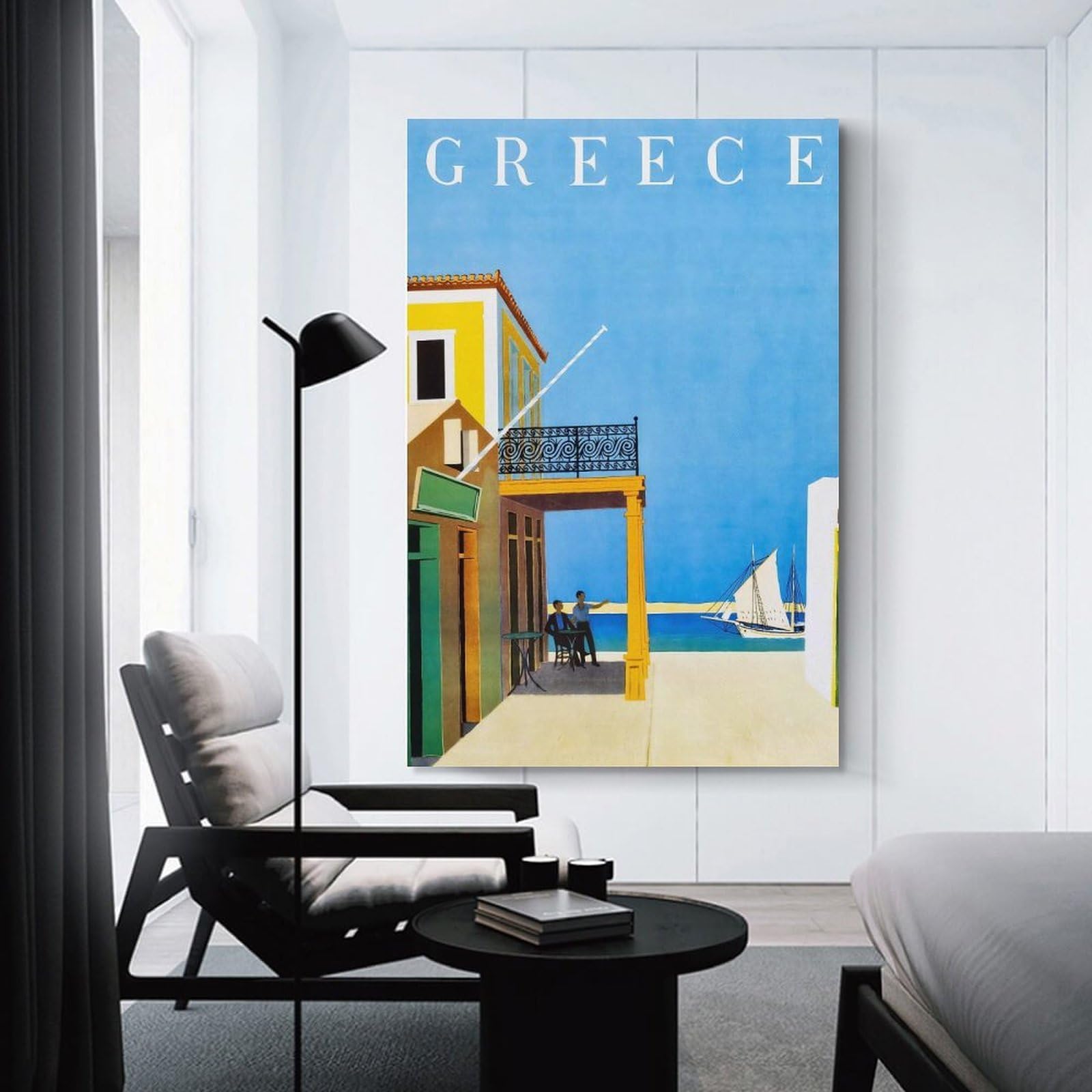 Junmoney Greece Travel (9) Canvas Wall Picture 24x36inch(60x90cm), for Study, Office Or Focused Interiors, Home Office Artwork with Decorative Appeal