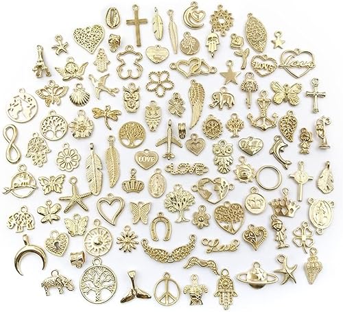 Miniatura 5 de 100 dijes de aleación mixta con anillos abiertos para manualidades, collares, pulseras, aretes, joyería