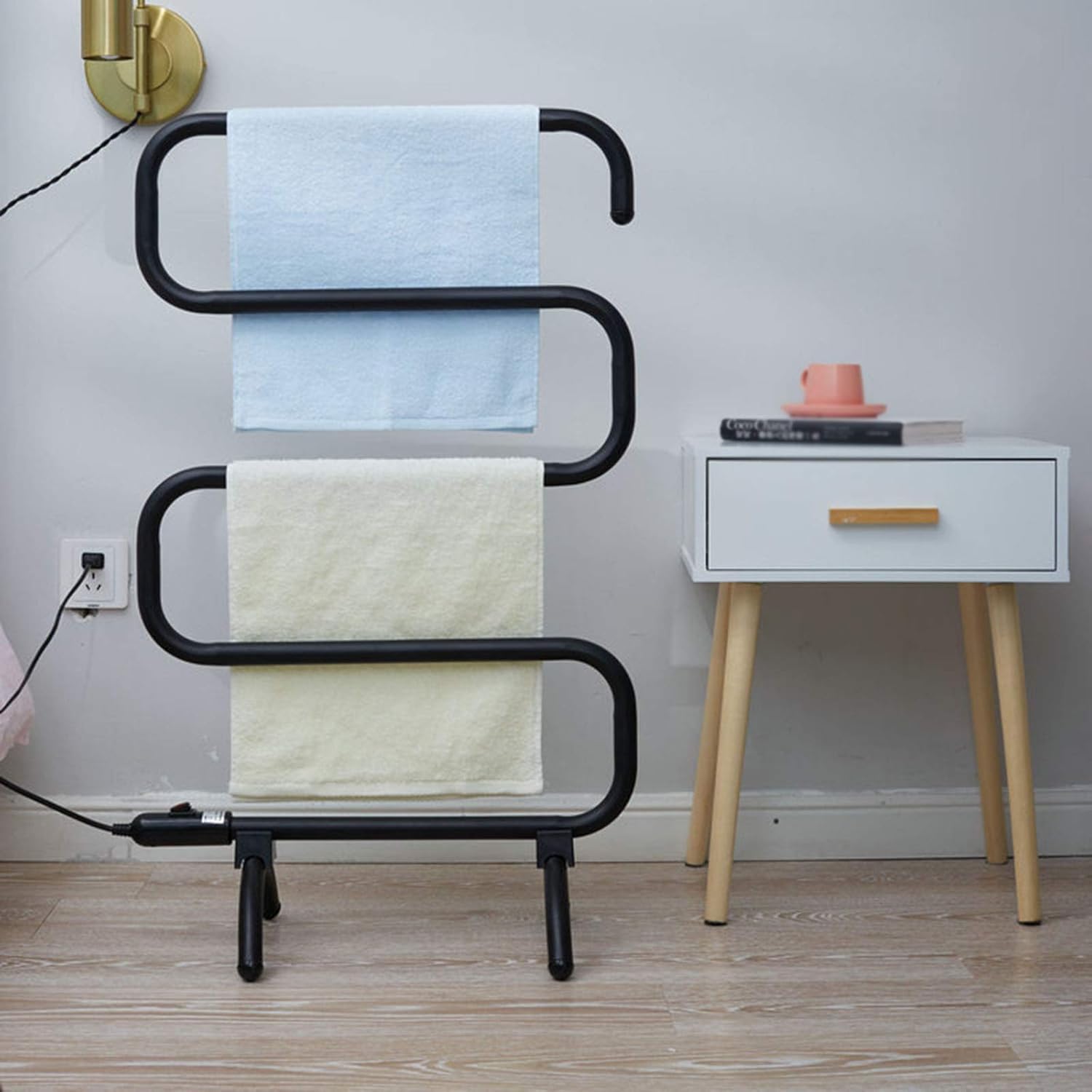 Electric Towel Warmer Rack, Towel Heater, Freestanding and Wall Mounted Design Towel Hanger, Home Bathroom Towel Drying Rack