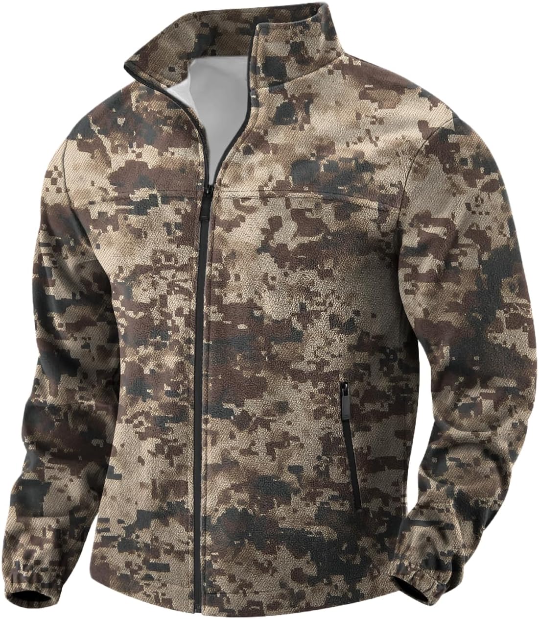 Mens Jackets Trendy Casual Graphic Print Zipper Fleece Warm Outerwear Winter Long Sleeve Outdoor Layering Clothes