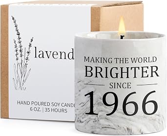 60th Birthday Gifts for Women - 1966 Birthday Gifts for Women Men, 60 Year Old Bday Gift for Her Female, 6oz Sixty Lavender Decor Ceramics Candle