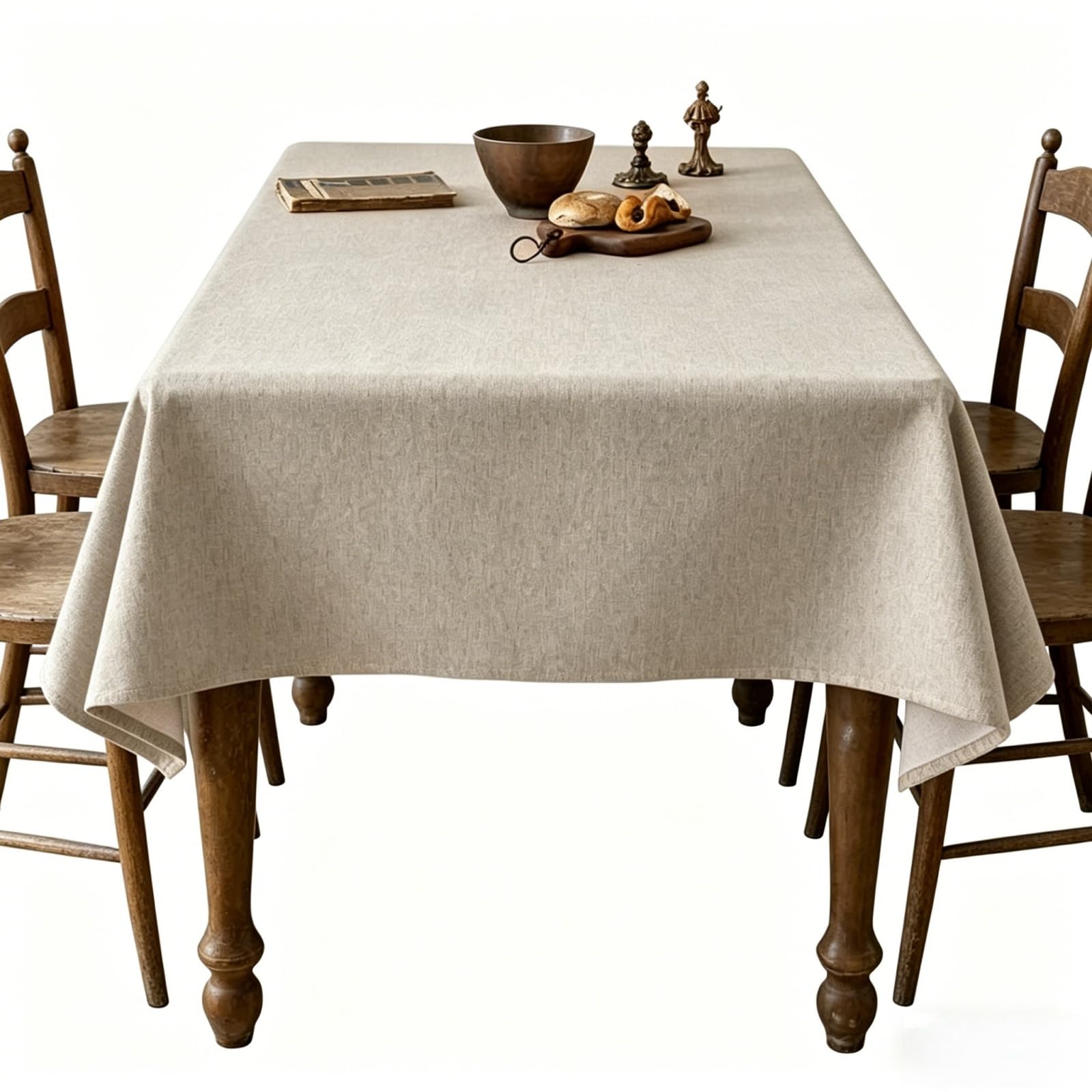 Tovaglia in Lino 90 x 210 cm Antimacchia Rettangolare Tovaglia da Esterno Lavabile, Impermeabile per Matrimoni e Ristoranti Festa di Compleanno Cucina Ristorante, bianco