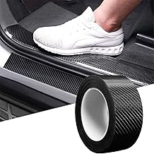 QUALIFT Ultra Durable high gloss black carbon fibre door sill protector Anti Scratch Tape for Car Protection & Guard - (5Cm X 5Meter) - PVC (Black)