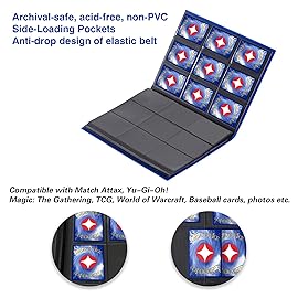 GEAoffice Card Binder, 9 Pockets Trading Card Album Folder, 360 Side Loading Pocket Binder for MTG and Other TCG, Blue