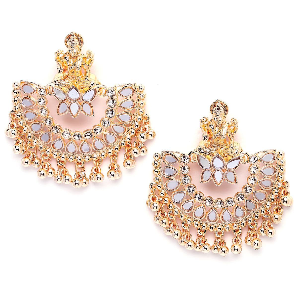 Karatcart Rose Gold Plated Mata Laxmi Design Chandbali Earrings for Women Karatcart Rose Gold Plated Mata Laxmi Design Chandbali Earrings for Women