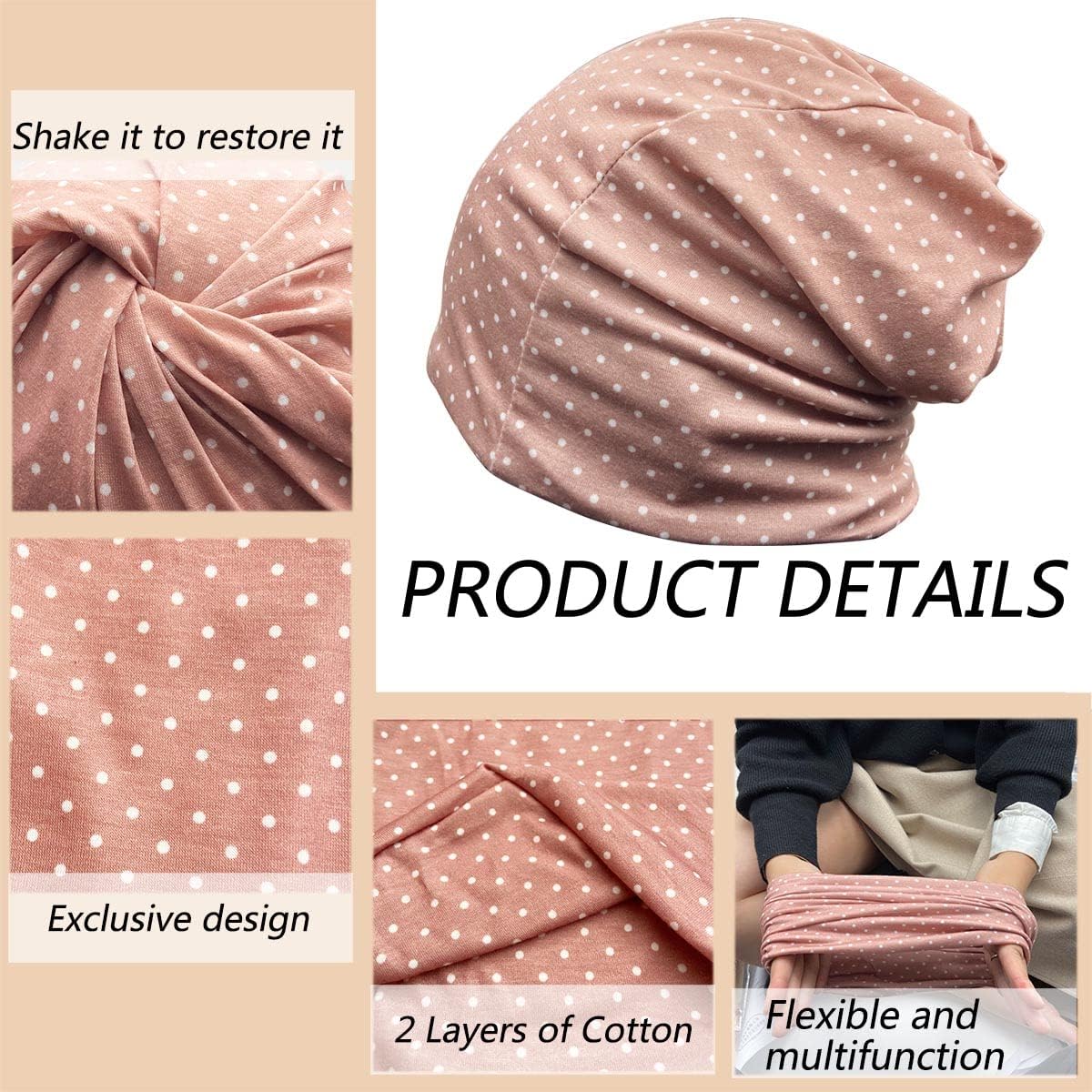 JarseHera Womens Slouchy Beanie Cotton Chemo Caps Cancer Headwear Hats Turban - Image 3