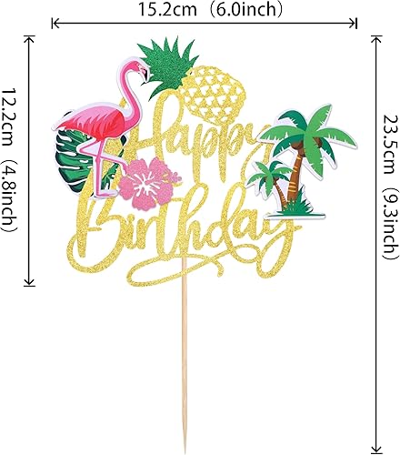 Miniatura 2 de 1 pieza de decoración de pastel de flamenco con purpurina para palmera, tortuga, hoja, flor, piña, flamenco, decoración para tartas tropicales