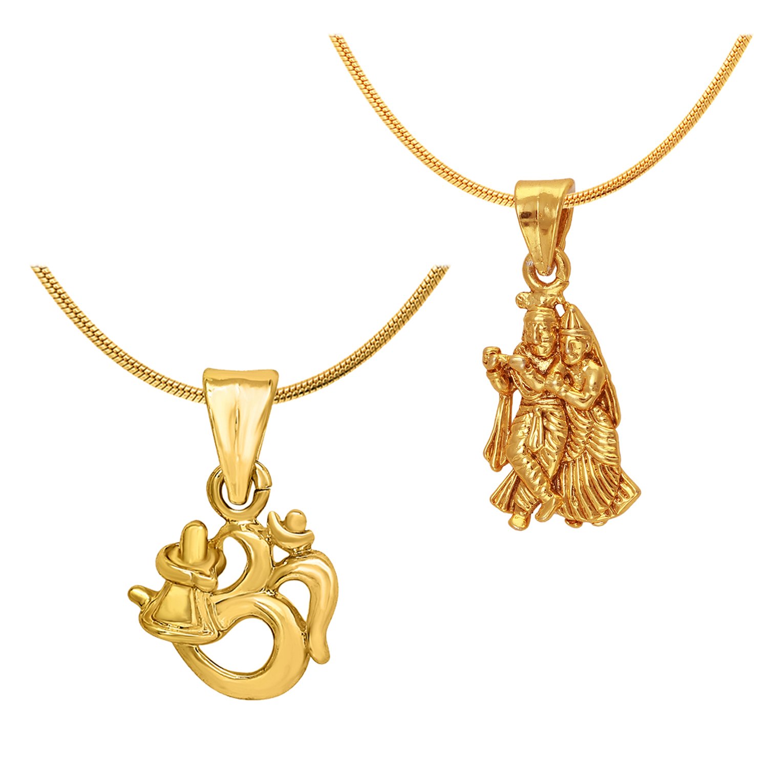 Gold Plated Combo of Two Radha-Krishna & Shiva Unisex God Pendants CO1104596G-image-38