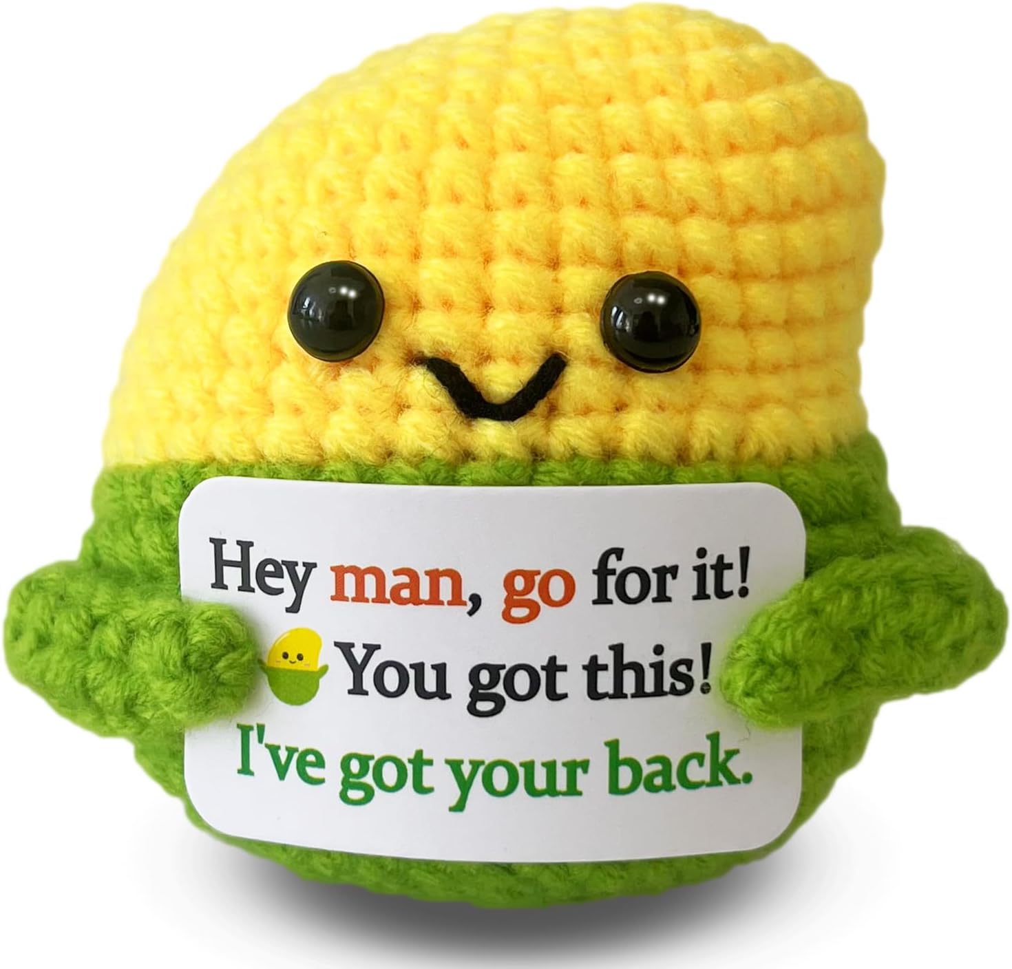 MHRYEZ Gifts for Men Him, Handmade Crochet Positive Mango Funny Birthday Gift for Boyfriend Husband Father Grandpa Uncle Brother Friend Coworkers, You Got This Desk Decor, Easter Basket Stuffers