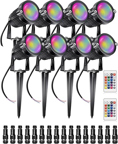 ALEDECO Luces RGB de paisaje de 5 W 12 V control remoto iluminación de paisaje de bajo voltaje luces LED que cambian de color para exteriores luces