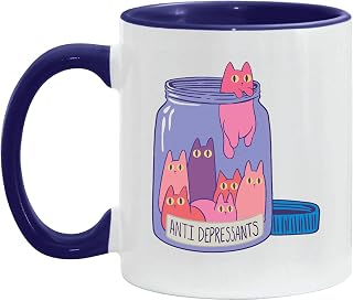Gift Jar Filled with Small Cats for Pet Owners Antidepressants 11oz 15oz Inner Color Accent Mug