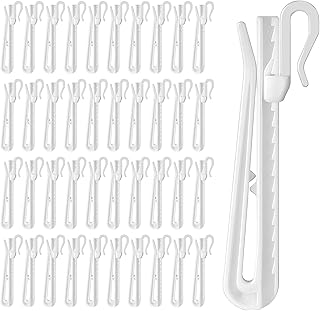 150pcs Plastic Curtain Hooks, Adjustable Pinch Curtainhook Clips, Curtain Pleat Hooks, Ratchet System Pinch Pleat Curtainhook for Window-Curtain Door-Curtain Shower-Curtain