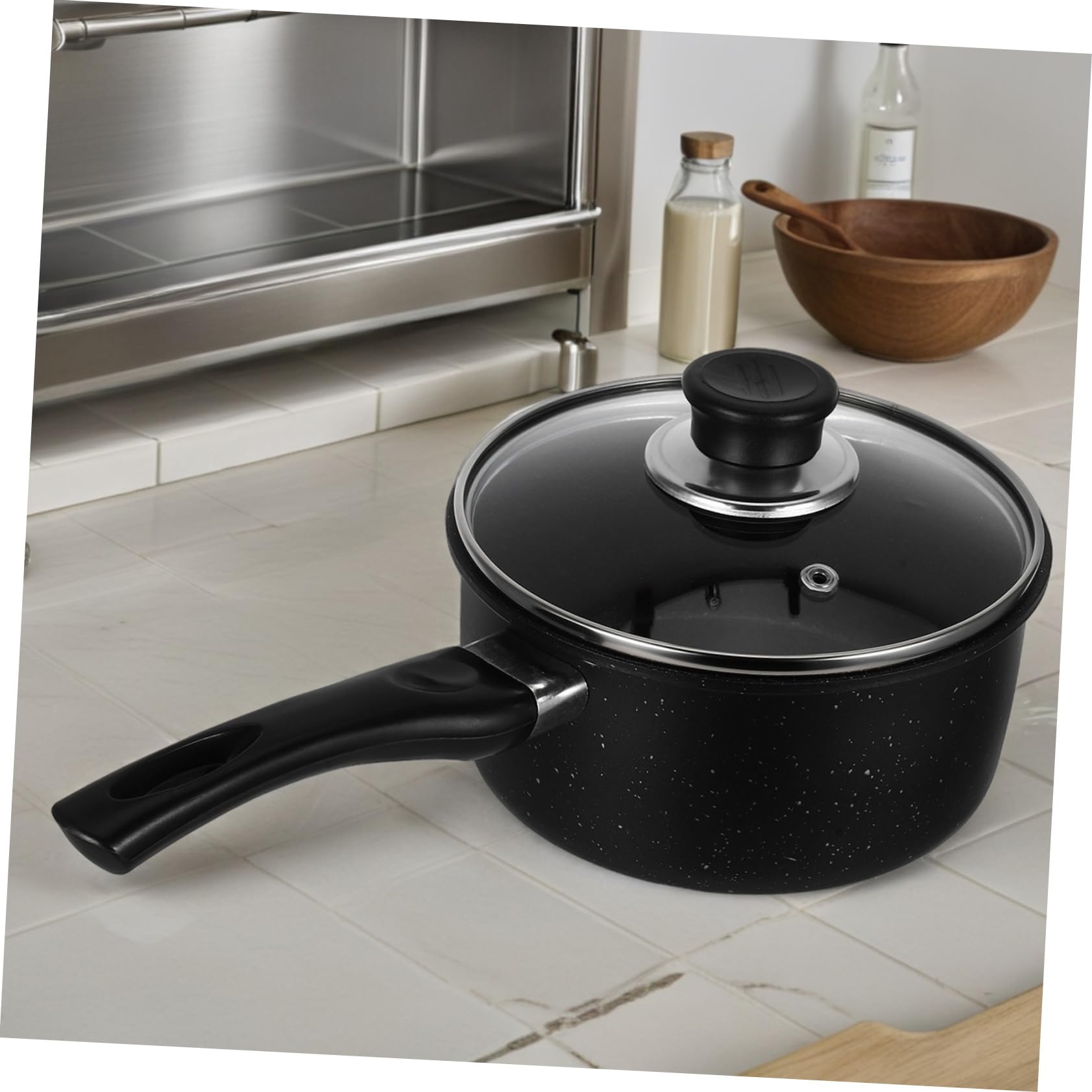 POPETPOP Piccola Casseruola Antiaderente in Maifanstone, Piccola Pentola Nera Multifunzione e Leggera per Cucina, per Latte e Salse