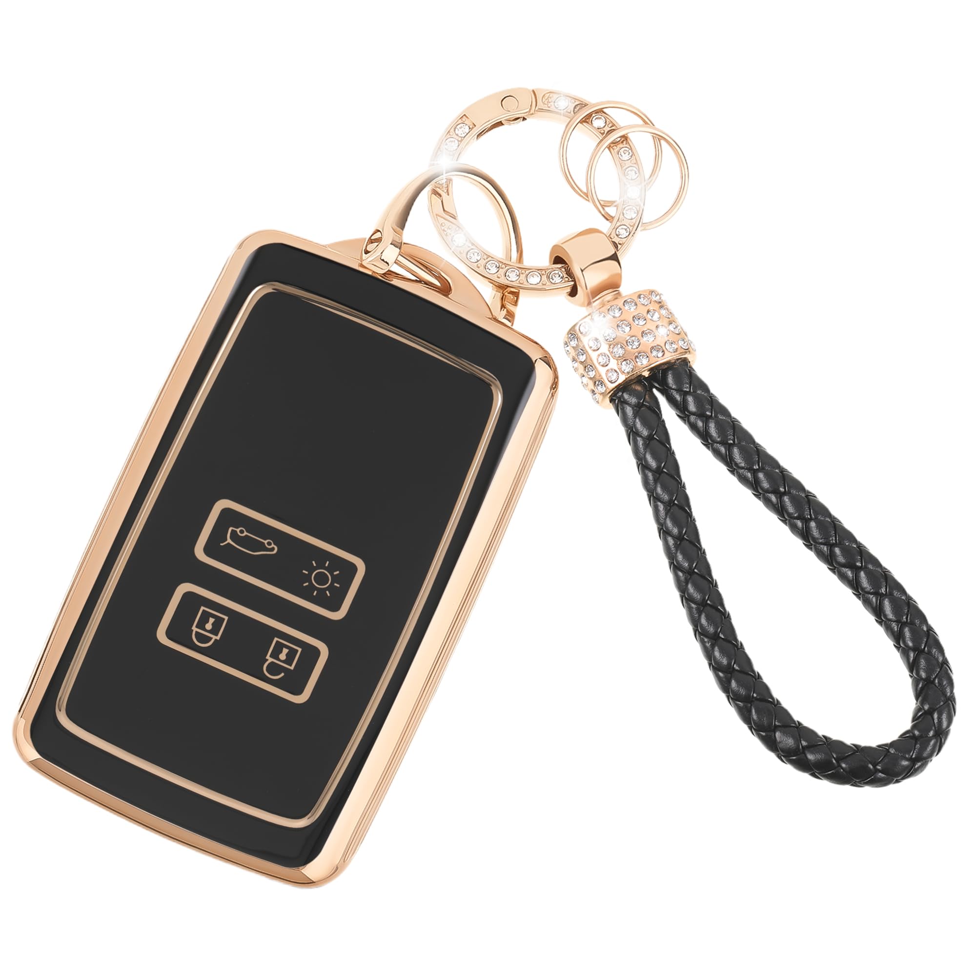 Autoschlüssel Hülle Cover Kompatibel für Renault Arkana Clio Koleos Megane Duster Kadjar Talisman Captur Espace 4 Tasten Auto Schlüssel Schlüsselcover TPU Schlüsselhülle mit Schlüsselanhänger Schwarz