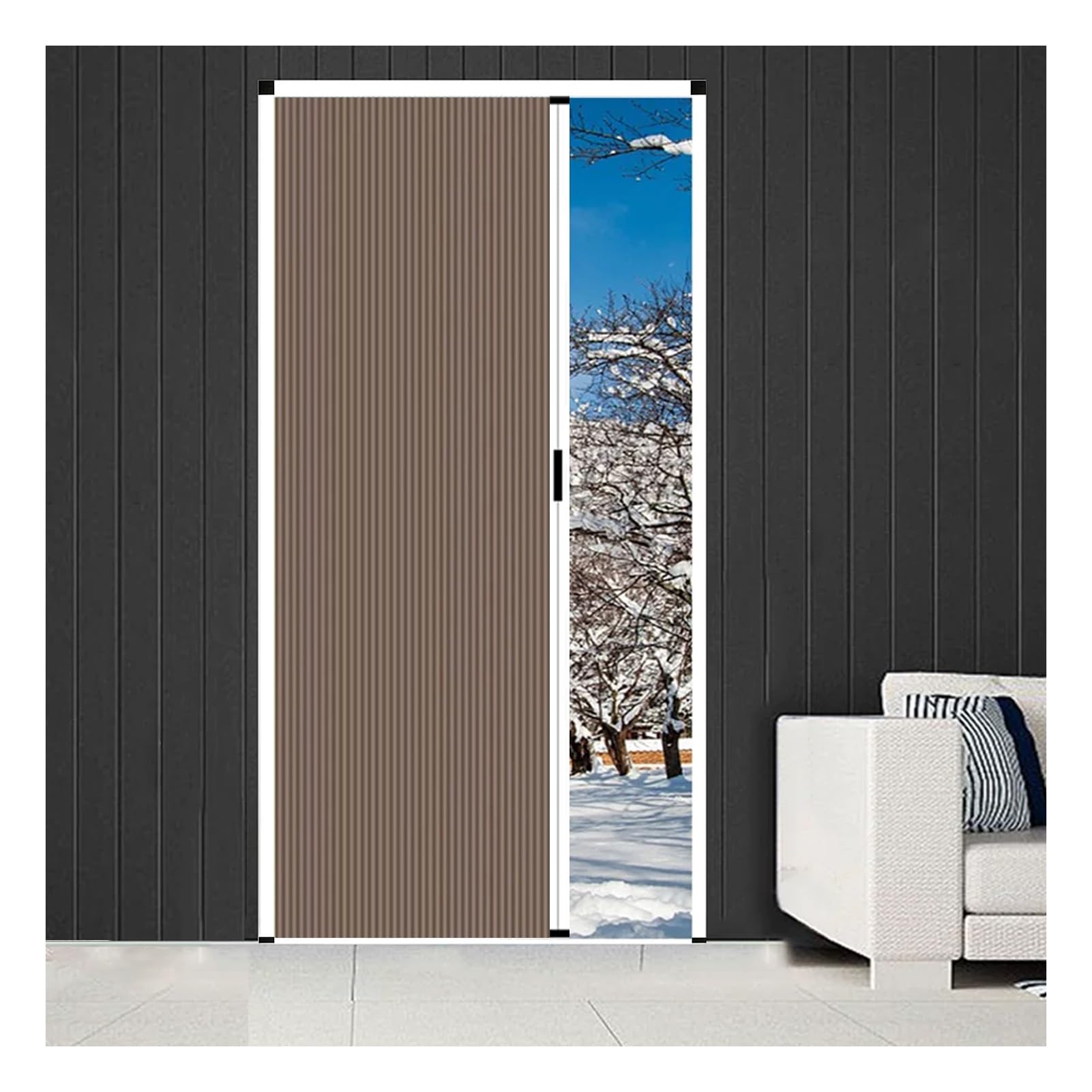 Renter Friendly No Drill Accordion Door, Tool-Free Honeycomb Fabric Room Divider for Rental Apartment Closet & Small Pantry(Brown,80x220CM)