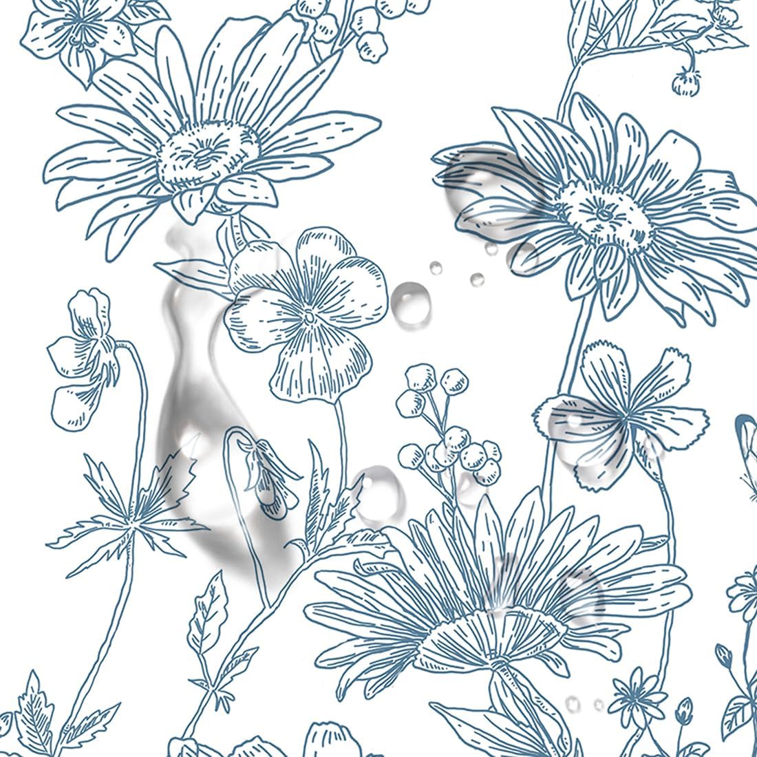 Self Adhesive Blue Floral Shelf Liner Contact Paper Decorative Flower Drawer Liner Peel and Stick Floral Wallpaper for Walls Cabinets Table Decal 17.7X117 Inches