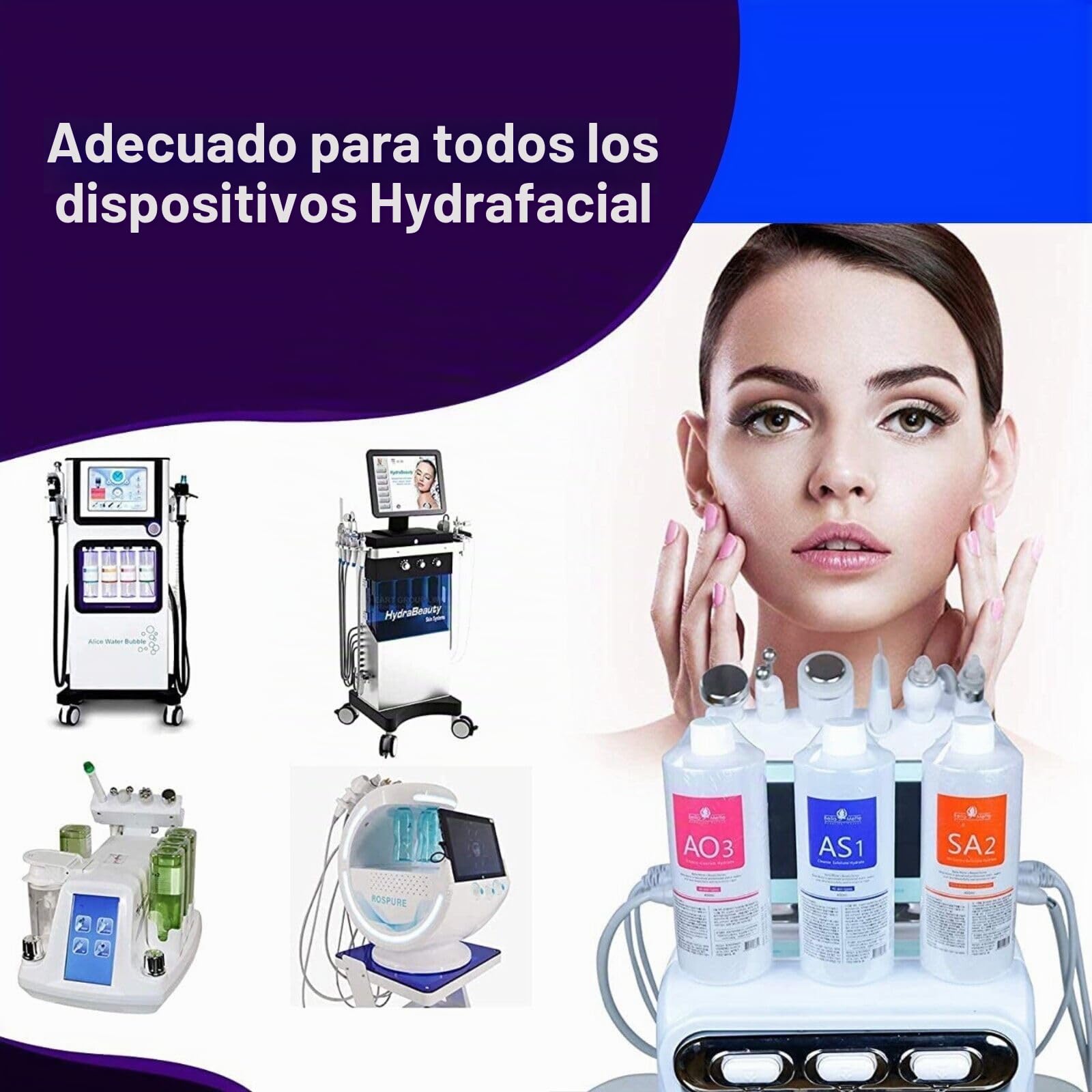 P-Beauty Aquafacial AS1, SA2, AO3 - Paquete combinado para hidrodermoabrasión - Exfoliante, hidratación y vitaminas, limpieza profunda y regeneración de la piel, ideal para todos los tipos de piel