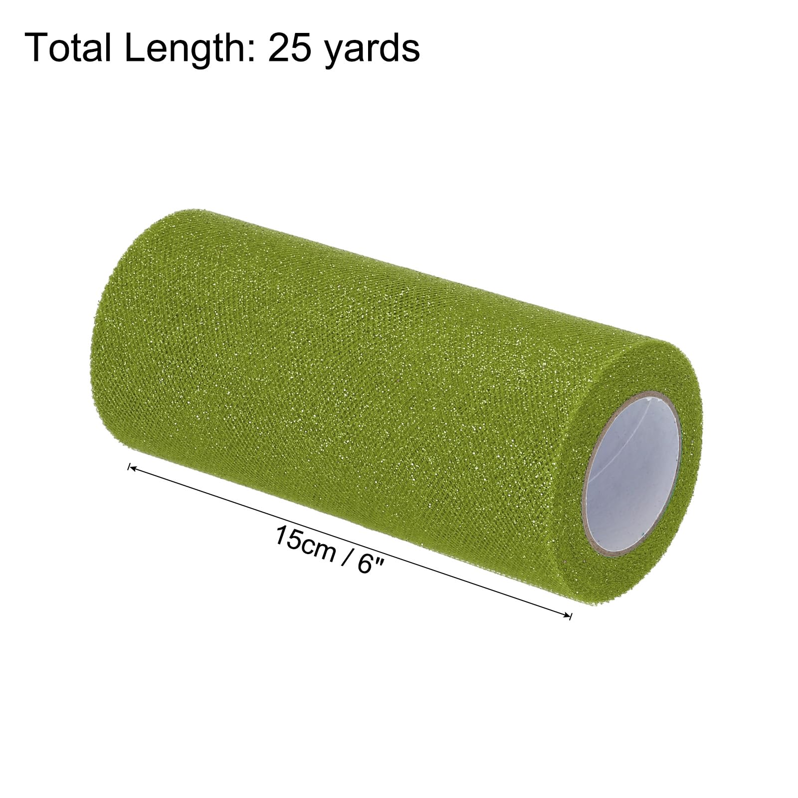 MECCANIXITY 6-Inch Wide Glitter Tulle Ribbon - 25 Yards Steel Blue Sparkly Netting For Crafts