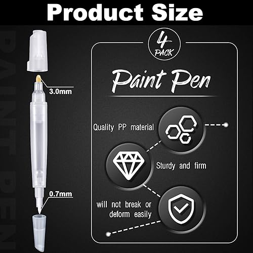 Miniatura 2 de Juego de 6 marcadores de pintura de recambio en blanco de doble extremo recargables, marcadores vacíos recargables para pintar, rellenar con tu