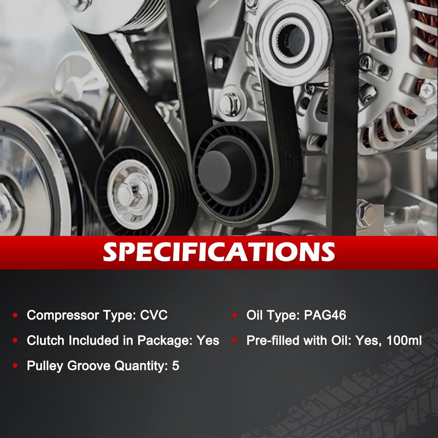 AC Compressor w/Clutch for 2015-2021 Chevy Colorado 2.5L, 2018-2021 Equinox 1.5L, 2018-2021 Terrain 1.5L, for 2015-2021 Canyon 2.5L, Air Condition Compressor for 178324