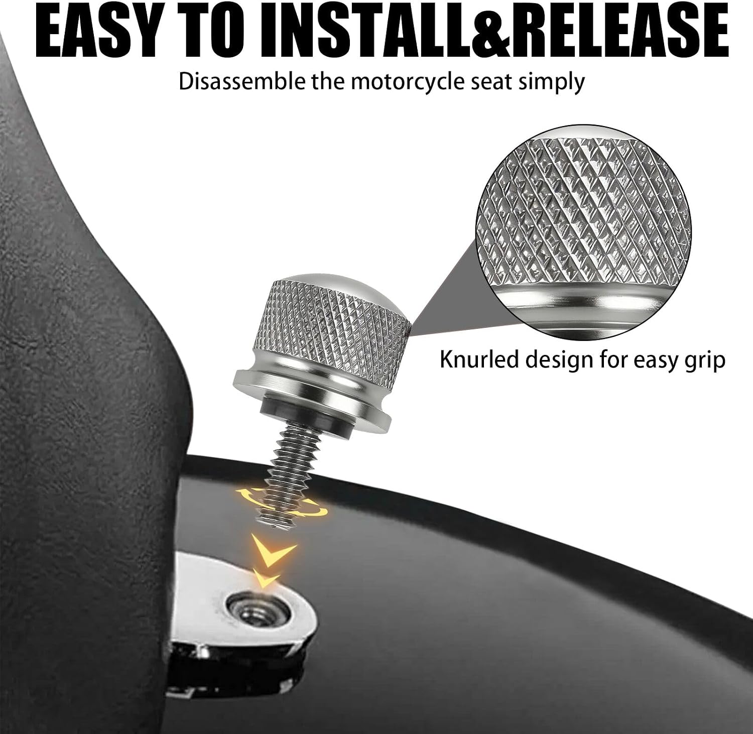 2 PCS Chrome Seat Bolt Rear Fender Seat Screw Compatible for Harley Davidson Touring Street Glide Road Glide Sportster Softail Dyna Wide Glide Street Bob 1996-2026