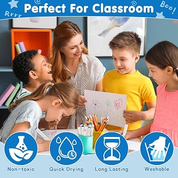 finenolo Washable Markers Bulk (360 Total), 36 Pack Coloring Markers for Teachers, Adults, Students, Classroom Supplies, 10 Colors